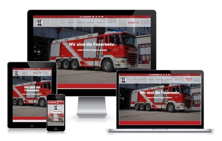 Website der Feuerwehr auf verschiedenen Geräten